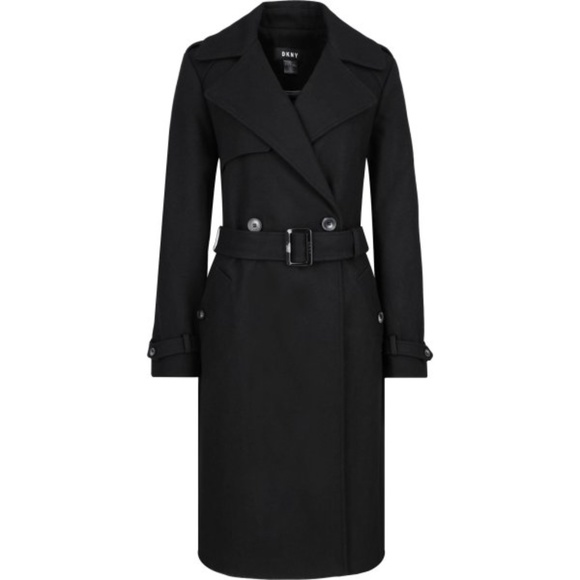 DKNY burgundy wine wool blend trench coat OFFERS WILL BE DECLINED - Picture 3 of 10